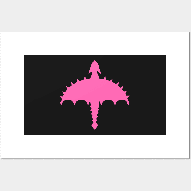 Hot Pink Abstract Digital Cyber Heavy Metal Dragon Design Wall Art by LuckDragonGifts